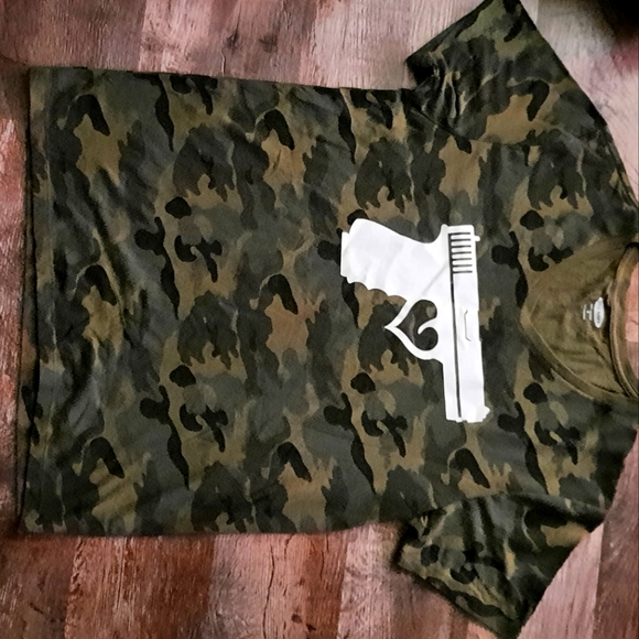 Camo Heart Gun Graphic Tshirt 